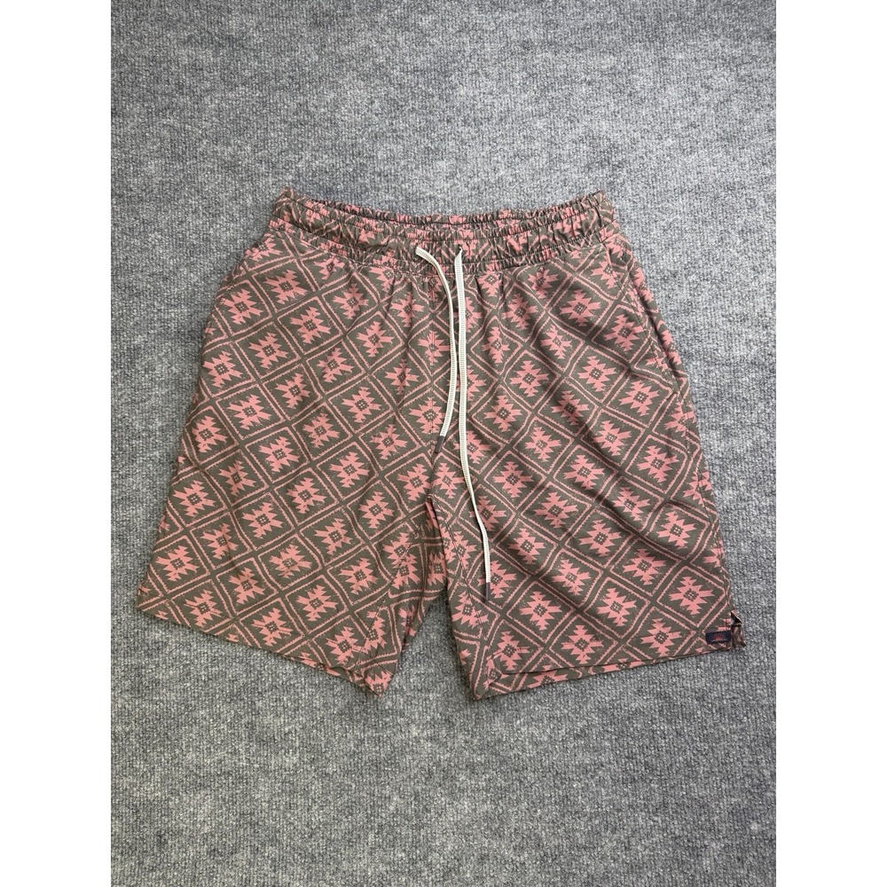 Faherty Shorelite Lined Shorts Green Pink Board Swim Yoga Active Mens Small